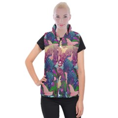 Butterfly Garden Art Women s Button Up Vest by SpinnyChairDesigns
