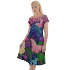 Butterfly Garden Art Classic Short Sleeve Dress by SpinnyChairDesigns