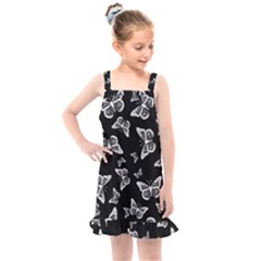 Black And White Butterfly Pattern Kids  Overall Dress by SpinnyChairDesigns