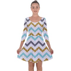 Chevron  Quarter Sleeve Skater Dress by Sobalvarro