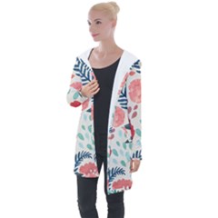 Floral  Longline Hooded Cardigan by Sobalvarro