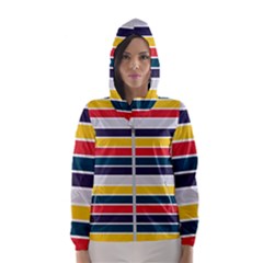 Horizontal Colored Stripes Women s Hooded Windbreaker by tmsartbazaar