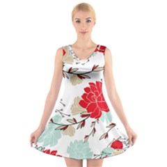 Floral Pattern  V-neck Sleeveless Dress by Sobalvarro