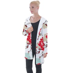 Floral Pattern  Longline Hooded Cardigan by Sobalvarro