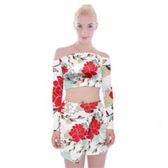 Floral Pattern  Off Shoulder Top With Mini Skirt Set by Sobalvarro