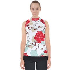 Floral Pattern  Mock Neck Shell Top by Sobalvarro