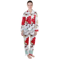 Floral Pattern  Satin Long Sleeve Pyjamas Set by Sobalvarro