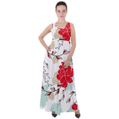 Floral Pattern  Empire Waist Velour Maxi Dress by Sobalvarro