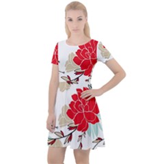 Floral Pattern  Cap Sleeve Velour Dress  by Sobalvarro