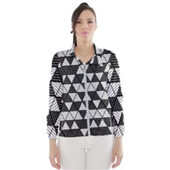 Black And White Triangles Pattern Women s Windbreaker by SpinnyChairDesigns