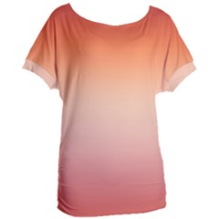 Vermilion Coral Sunset Gradient Ombre Women s Oversized Tee by SpinnyChairDesigns