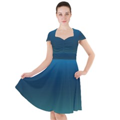 Blue Teal Green Gradient Ombre Colors Cap Sleeve Midi Dress by SpinnyChairDesigns