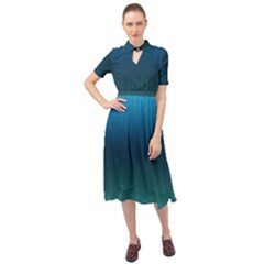 Blue Teal Green Gradient Ombre Colors Keyhole Neckline Chiffon Dress by SpinnyChairDesigns