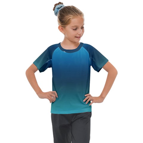 Blue Teal Green Gradient Ombre Colors Kids  Mesh Piece Tee by SpinnyChairDesigns