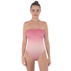 Pink Blush Gradient Ombre Colors Tie Back One Piece Swimsuit by SpinnyChairDesigns