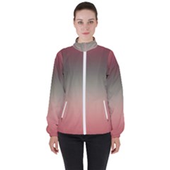 Tea Rose And Sage Gradient Ombre Colors Women s High Neck Windbreaker by SpinnyChairDesigns