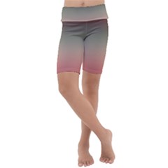 Tea Rose And Sage Gradient Ombre Colors Kids  Lightweight Velour Cropped Yoga Leggings by SpinnyChairDesigns