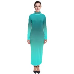 Teal Turquoise Green Gradient Ombre Turtleneck Maxi Dress by SpinnyChairDesigns