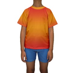 Red Orange Gradient Ombre Colored Kids  Short Sleeve Swimwear by SpinnyChairDesigns