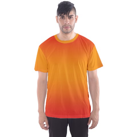 Red Orange Gradient Ombre Colored Men s Sport Mesh Tee by SpinnyChairDesigns