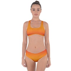 Red Orange Gradient Ombre Colored Criss Cross Bikini Set by SpinnyChairDesigns