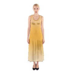 Saffron Yellow And Cream Gradient Ombre Color Sleeveless Maxi Dress by SpinnyChairDesigns
