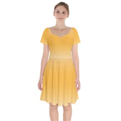 Saffron Yellow And Cream Gradient Ombre Color Short Sleeve Bardot Dress by SpinnyChairDesigns