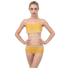 Saffron Yellow And Cream Gradient Ombre Color Layered Top Bikini Set by SpinnyChairDesigns