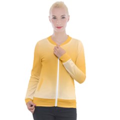 Saffron Yellow And Cream Gradient Ombre Color Casual Zip Up Jacket by SpinnyChairDesigns