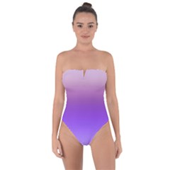 Plum And Violet Purple Gradient Ombre Color Tie Back One Piece Swimsuit by SpinnyChairDesigns
