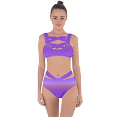Plum And Violet Purple Gradient Ombre Color Bandaged Up Bikini Set  by SpinnyChairDesigns