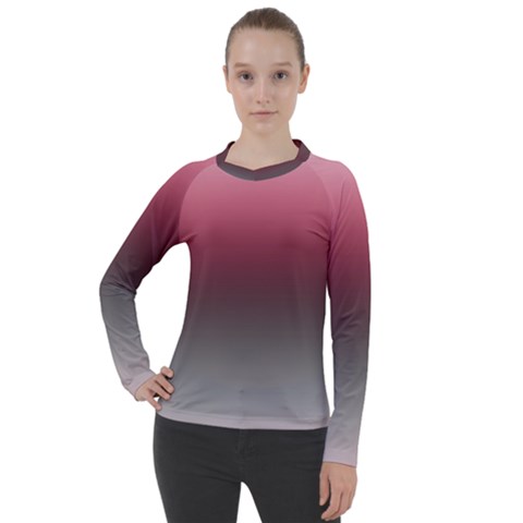 Blush Pink And Grey Gradient Ombre Color Women s Pique Long Sleeve Tee by SpinnyChairDesigns