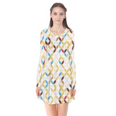 Tekstura-seamless-retro-pattern Long Sleeve V-neck Flare Dress by Sobalvarro