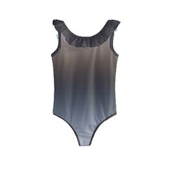 Brown And Grey Gradient Ombre Color Kids  Frill Swimsuit by SpinnyChairDesigns