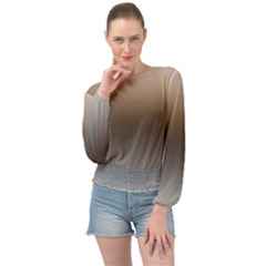 Brown And Grey Gradient Ombre Color Banded Bottom Chiffon Top by SpinnyChairDesigns