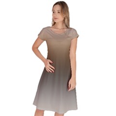 Brown And Grey Gradient Ombre Color Classic Short Sleeve Dress by SpinnyChairDesigns