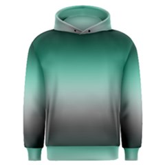 Teal Green And Grey Gradient Ombre Color Men s Overhead Hoodie by SpinnyChairDesigns