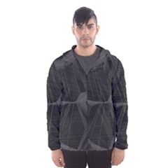 Black Tourmaline Stone Geometric Pattern Men s Hooded Windbreaker by SpinnyChairDesigns