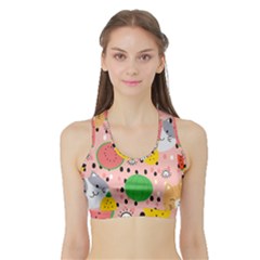 Cats And Fruits  Sports Bra With Border by Sobalvarro