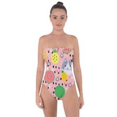 Cats And Fruits  Tie Back One Piece Swimsuit by Sobalvarro