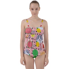 Cats And Fruits  Twist Front Tankini Set by Sobalvarro