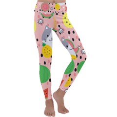Cats And Fruits  Kids  Lightweight Velour Classic Yoga Leggings by Sobalvarro