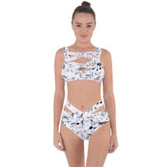 Black And White Music Notes Bandaged Up Bikini Set  by SpinnyChairDesigns