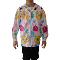 Tekstura-fon-tsvety-berries-flowers-pattern-seamless Kids  Hooded Windbreaker by Sobalvarro