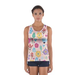 Tekstura-fon-tsvety-berries-flowers-pattern-seamless Sport Tank Top  by Sobalvarro