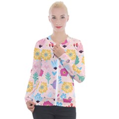 Tekstura-fon-tsvety-berries-flowers-pattern-seamless Casual Zip Up Jacket by Sobalvarro