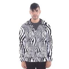 Zebra Print Stripes Men s Hooded Windbreaker by SpinnyChairDesigns