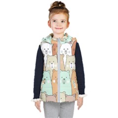 Colorful-baby-bear-cartoon-seamless-pattern Kids  Hooded Puffer Vest by Sobalvarro