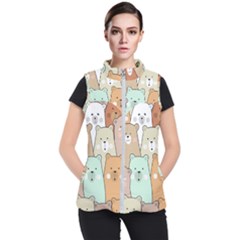 Colorful-baby-bear-cartoon-seamless-pattern Women s Puffer Vest by Sobalvarro