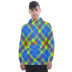 Clown Costume Plaid Striped Men s Front Pocket Pullover Windbreaker by SpinnyChairDesigns